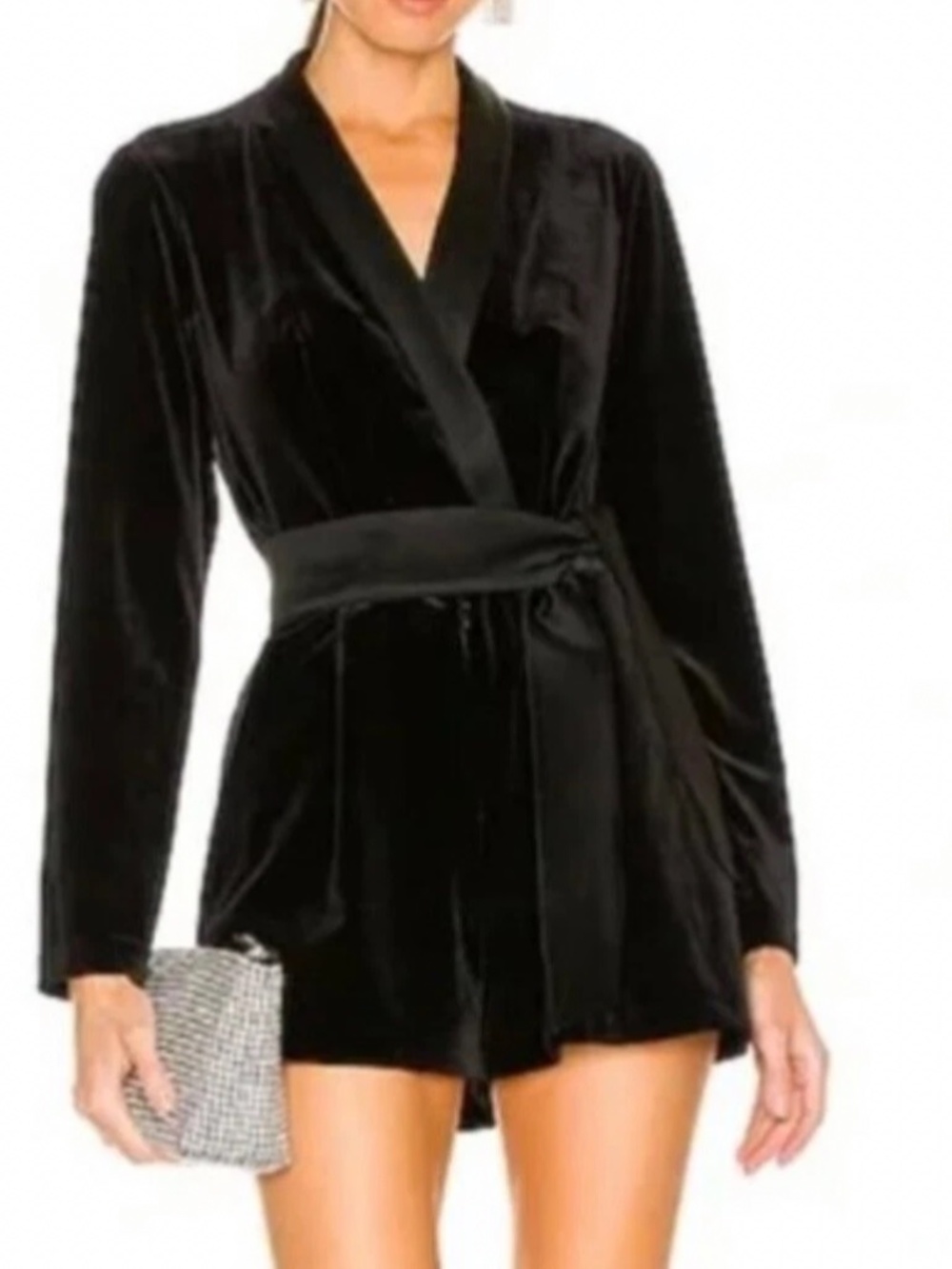 Amanda Uprichard x REVOLVE Earla Romper in Black Velvet Med